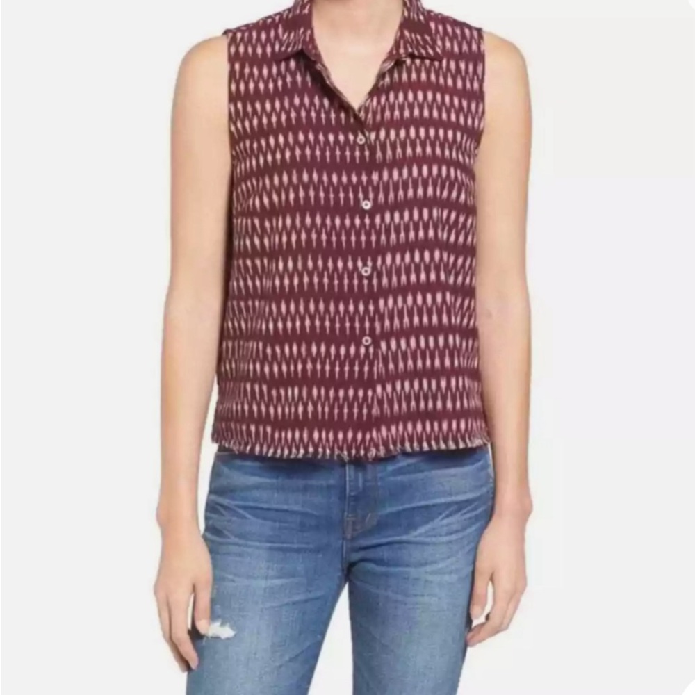 Madewell Moment Ikat Fray Hem top